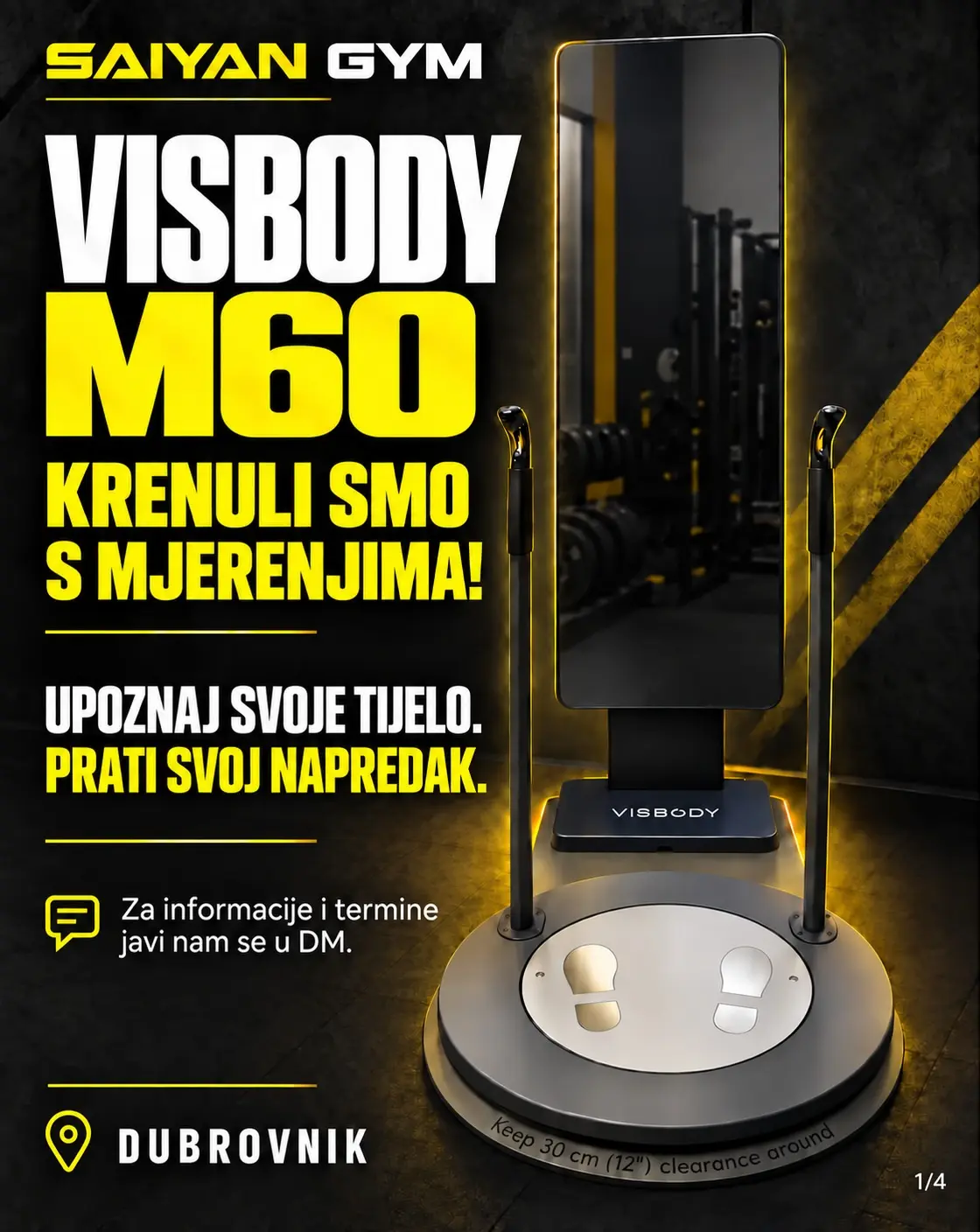 Visbody M60 uređaj za mjerenje sastava tijela i 3D skeniranje u Saiyan Gymu, Dubrovnik